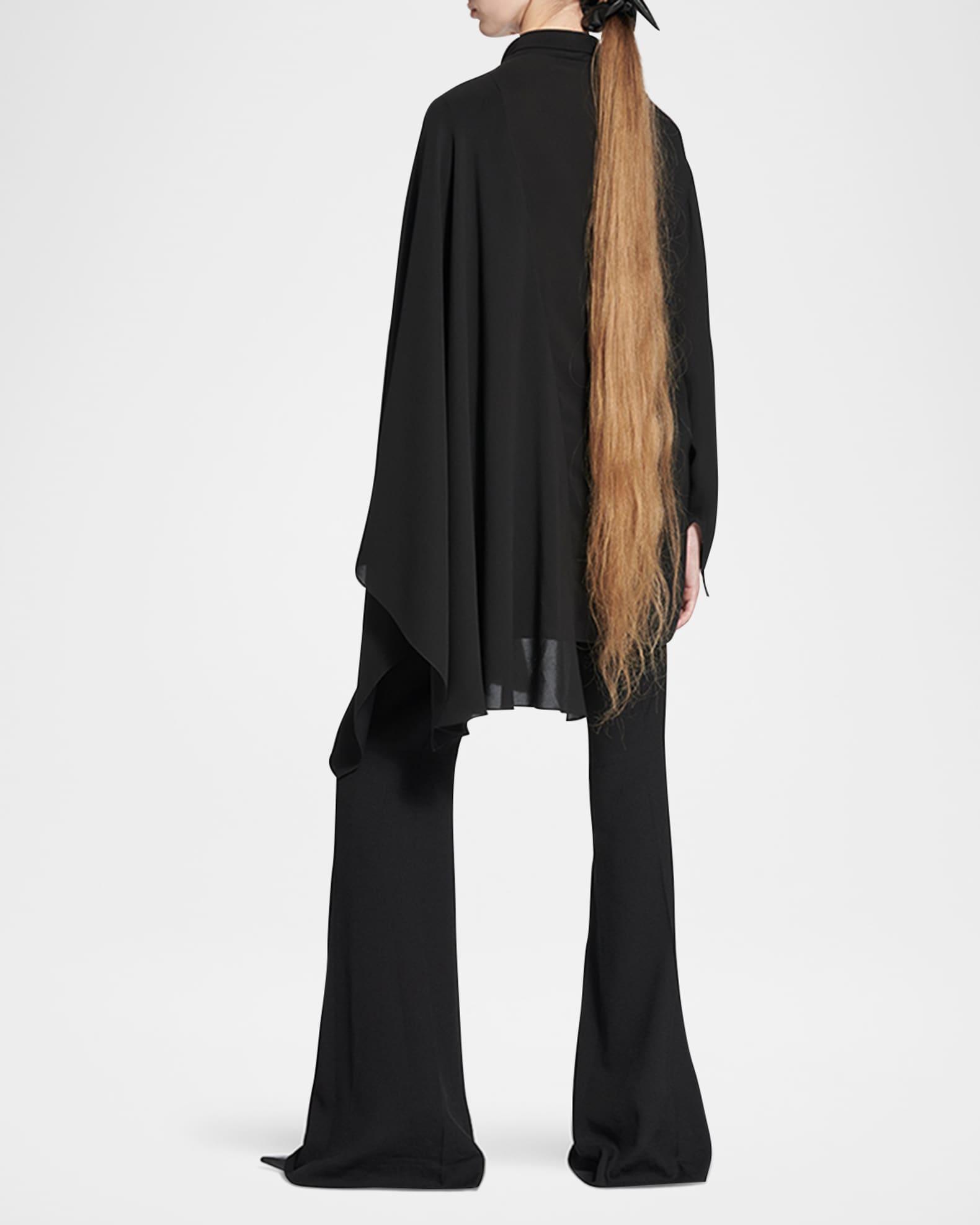 Long-Sleeve Silk Scarf Blouse Product Image