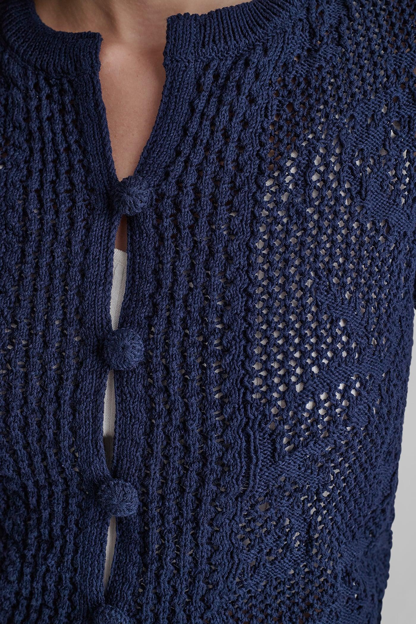 LACE STITCH BUTTON FRONT CARDIGAN Product Image