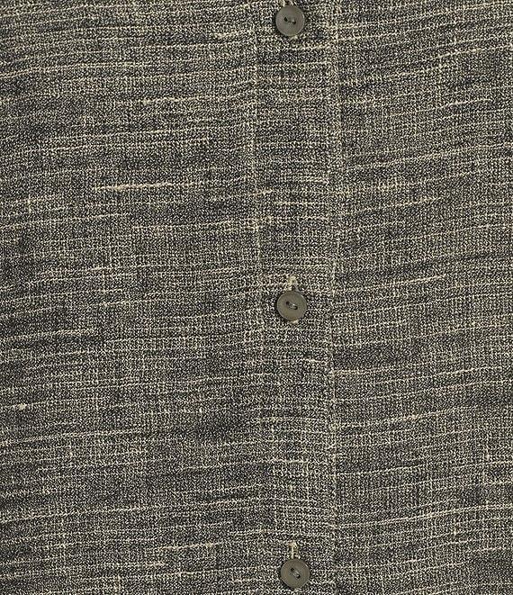 Eileen Fisher Plus Organic Linen Gauze Jacquard V-Neck Long Sleeve Top Product Image