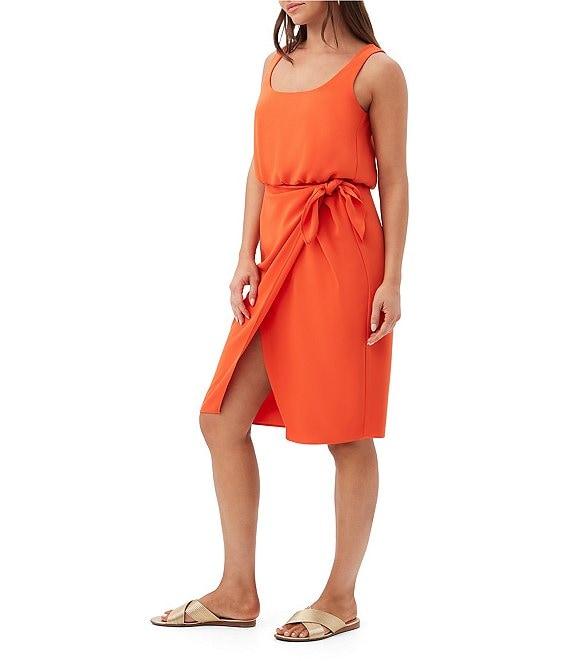 Trina Turk O'Rita Georgette Scoop Neck Sleeveless Tie Waist Wrap Dress Product Image