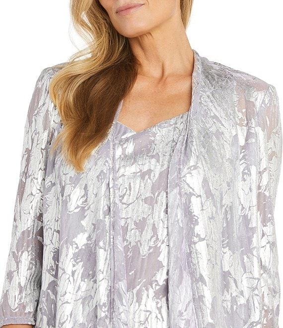 R & M Richards 3/4 Sleeve Round Neck Pleated Floral 2-Piece Jacket Dress Product Image