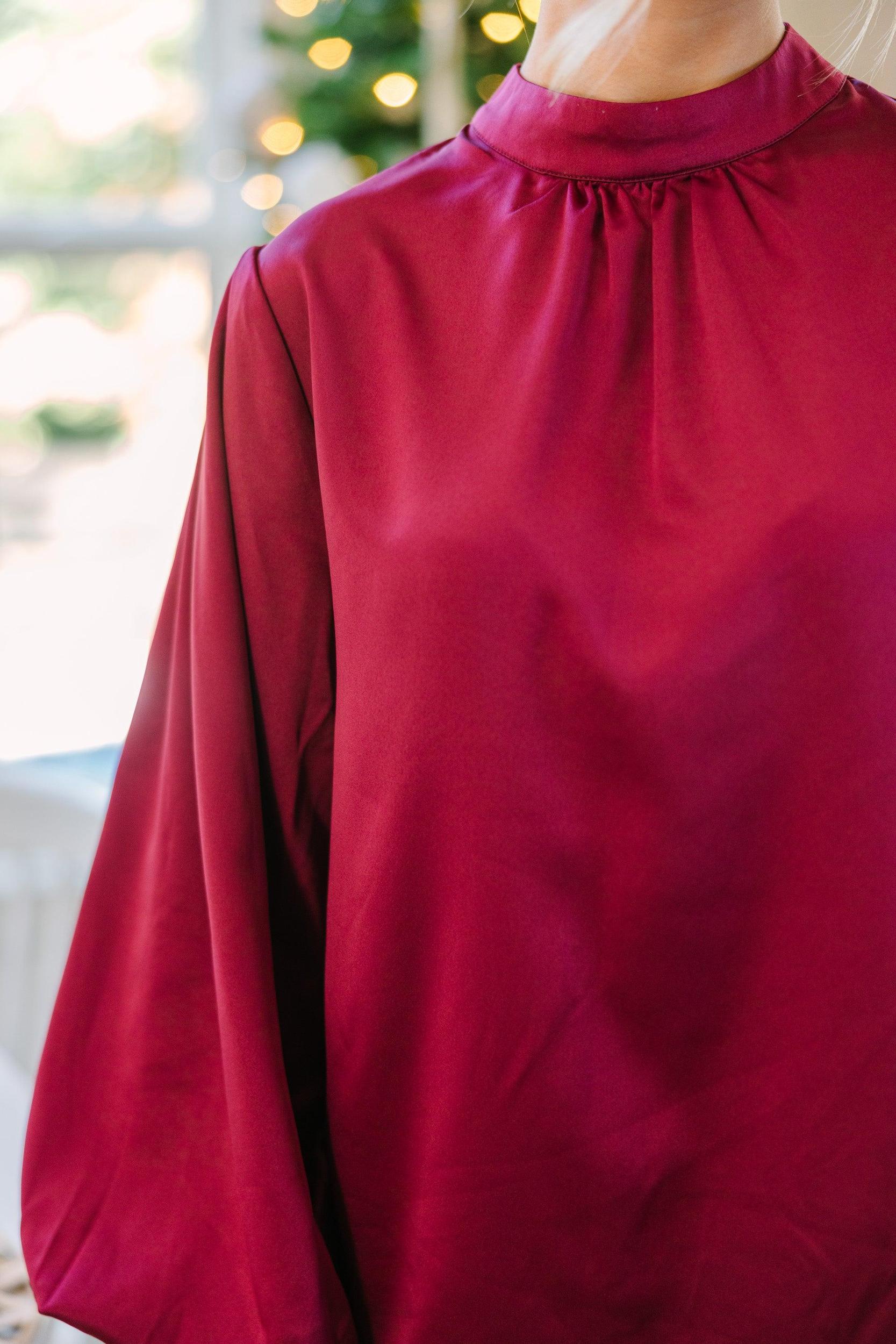 On My Mind Burgundy Red Blouse Female Product Image