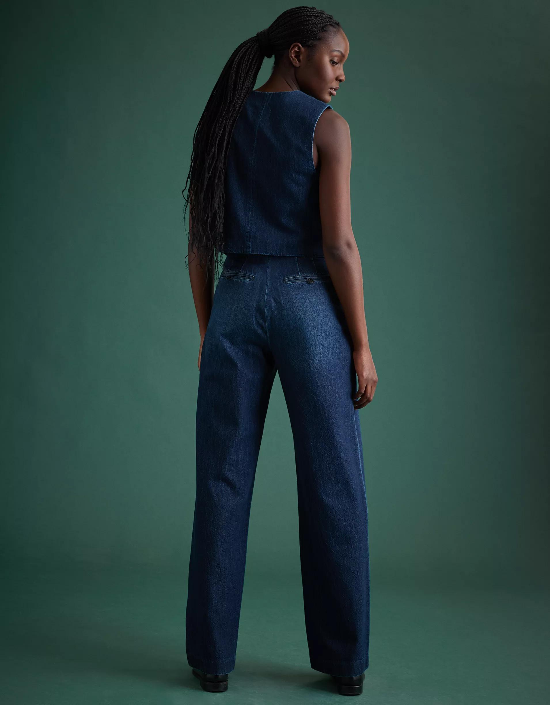 AE77 Premium Denim Pleated Trouser Product Image