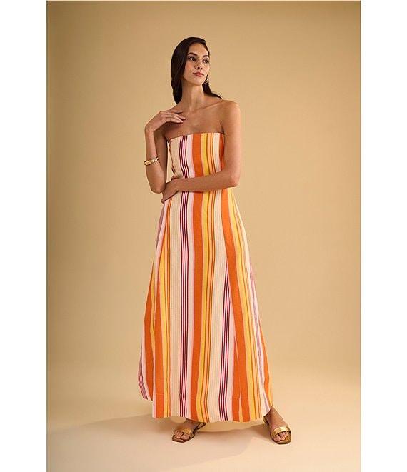 1. STATE Woven Striped Strapless Maxi Shift Dress Product Image