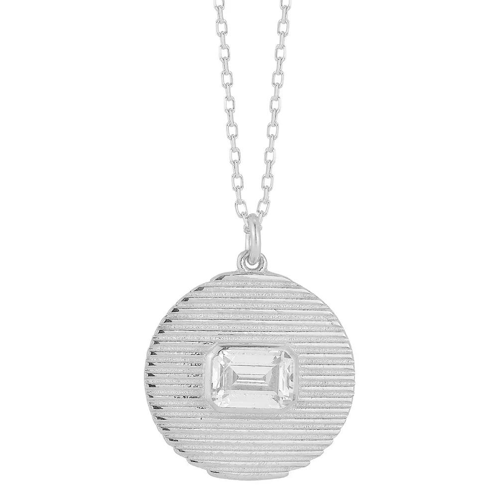 Sunkissed Sterling Cubic Zirconia Circle Pendant Necklace, Women's, Size: 18", Silver Tone Product Image