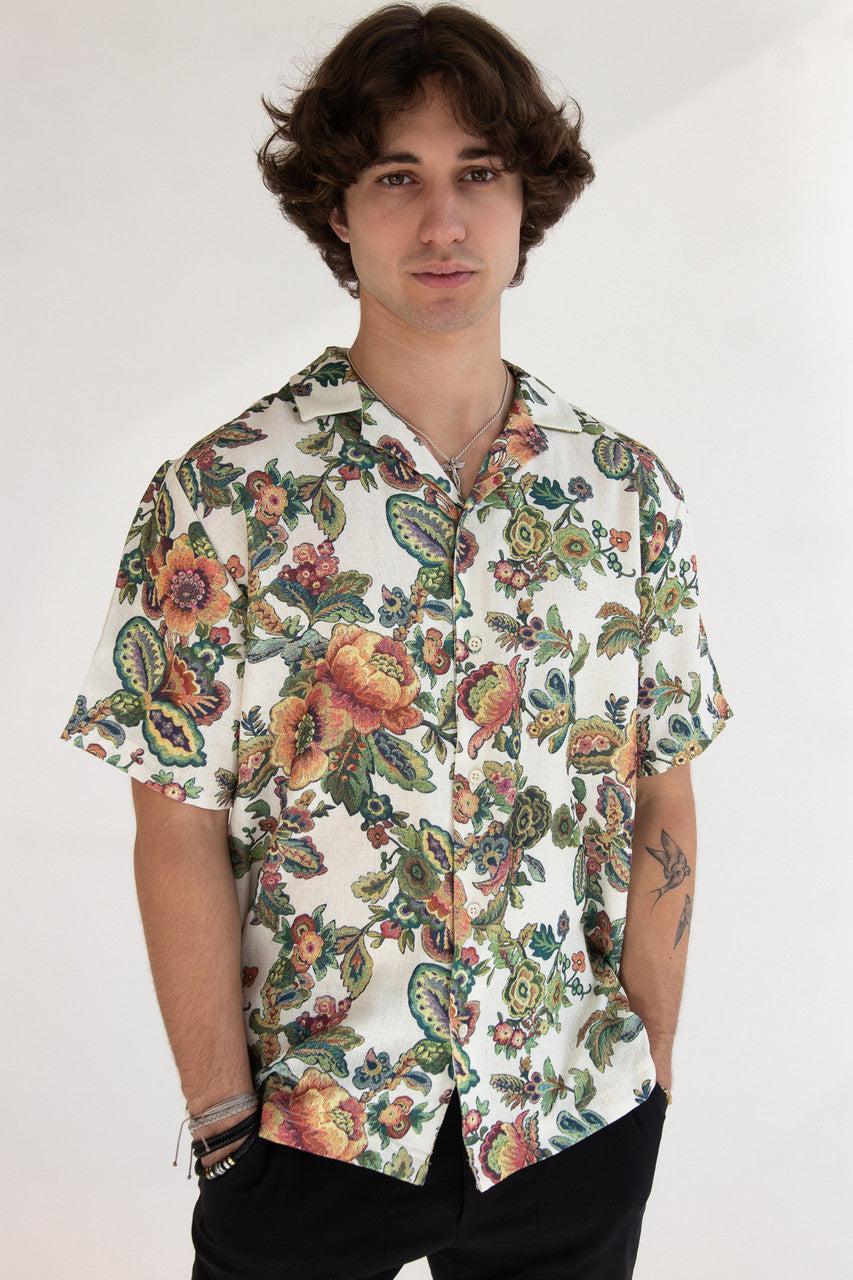 Tapestry Style Floral Button Up Shirt Product Image