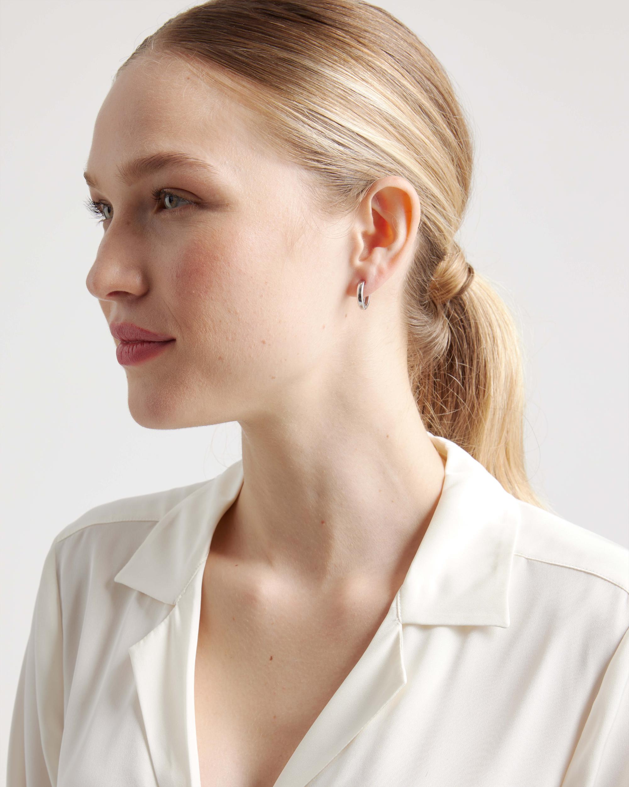 Quince | Women's Silver Slim Huggie Hoop Earrings Product Image