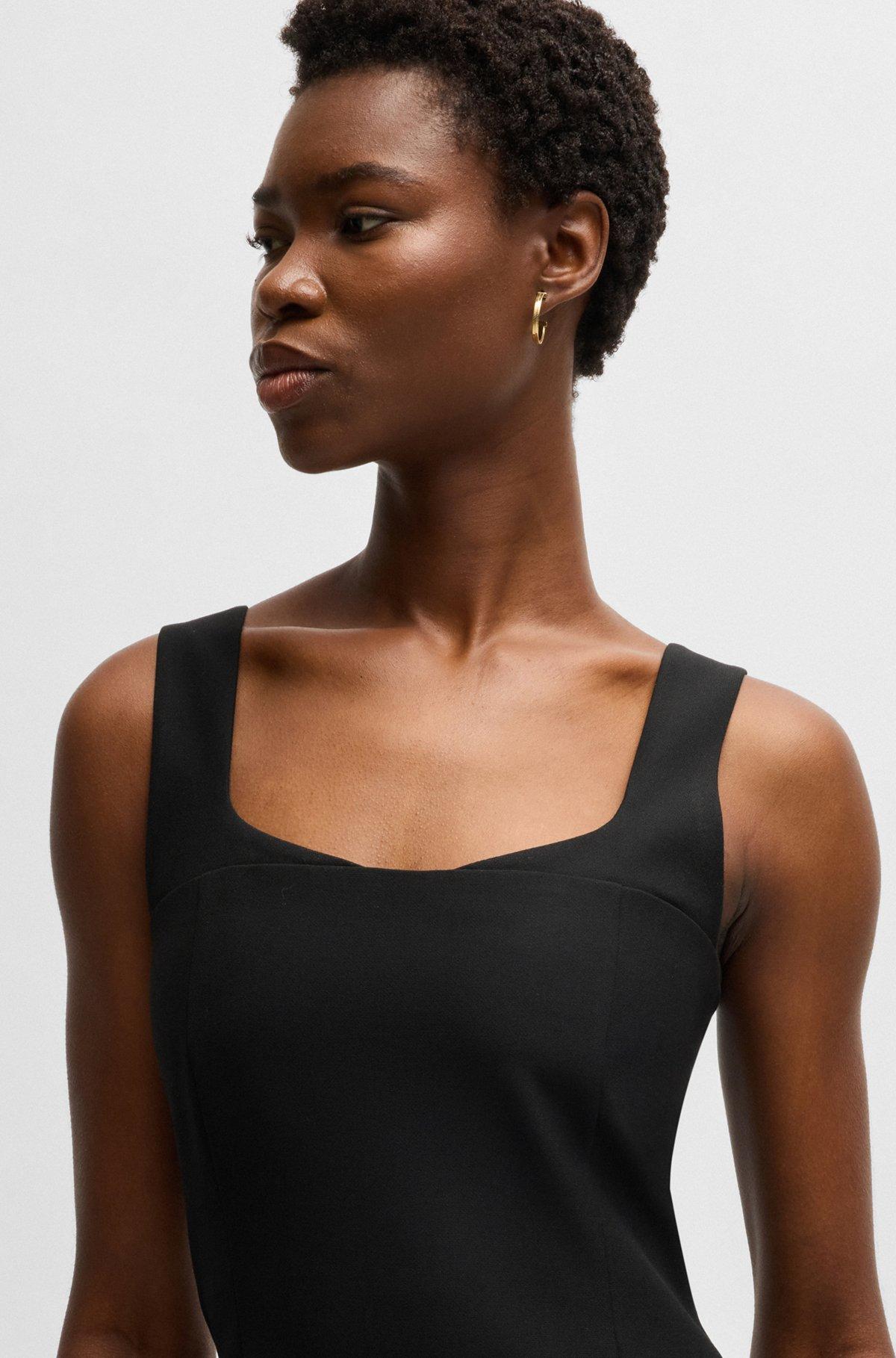 BOSS - Bodycon midi-length dress in stretch material - Black Product Image