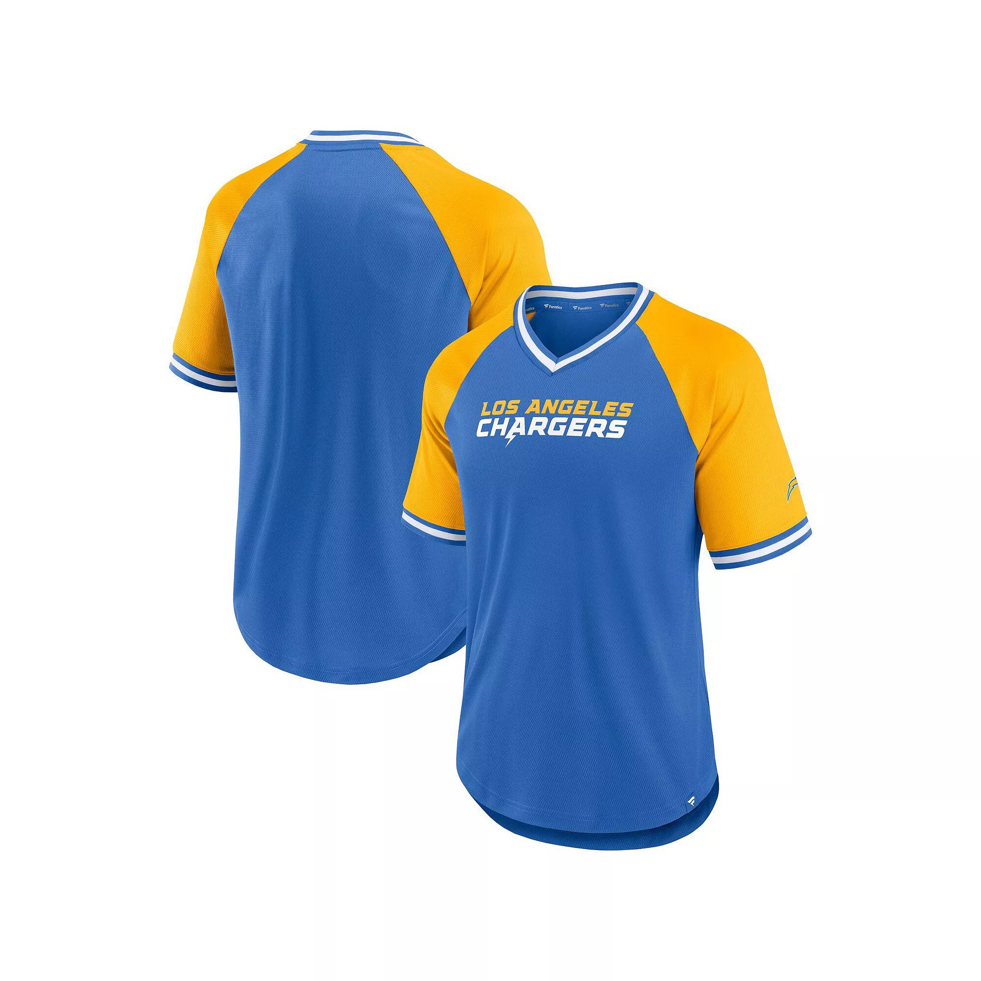 Mens Fanatics Branded Powder Blue Los Angeles Chargers Second Wind Raglan V-Neck T-Shirt Product Image