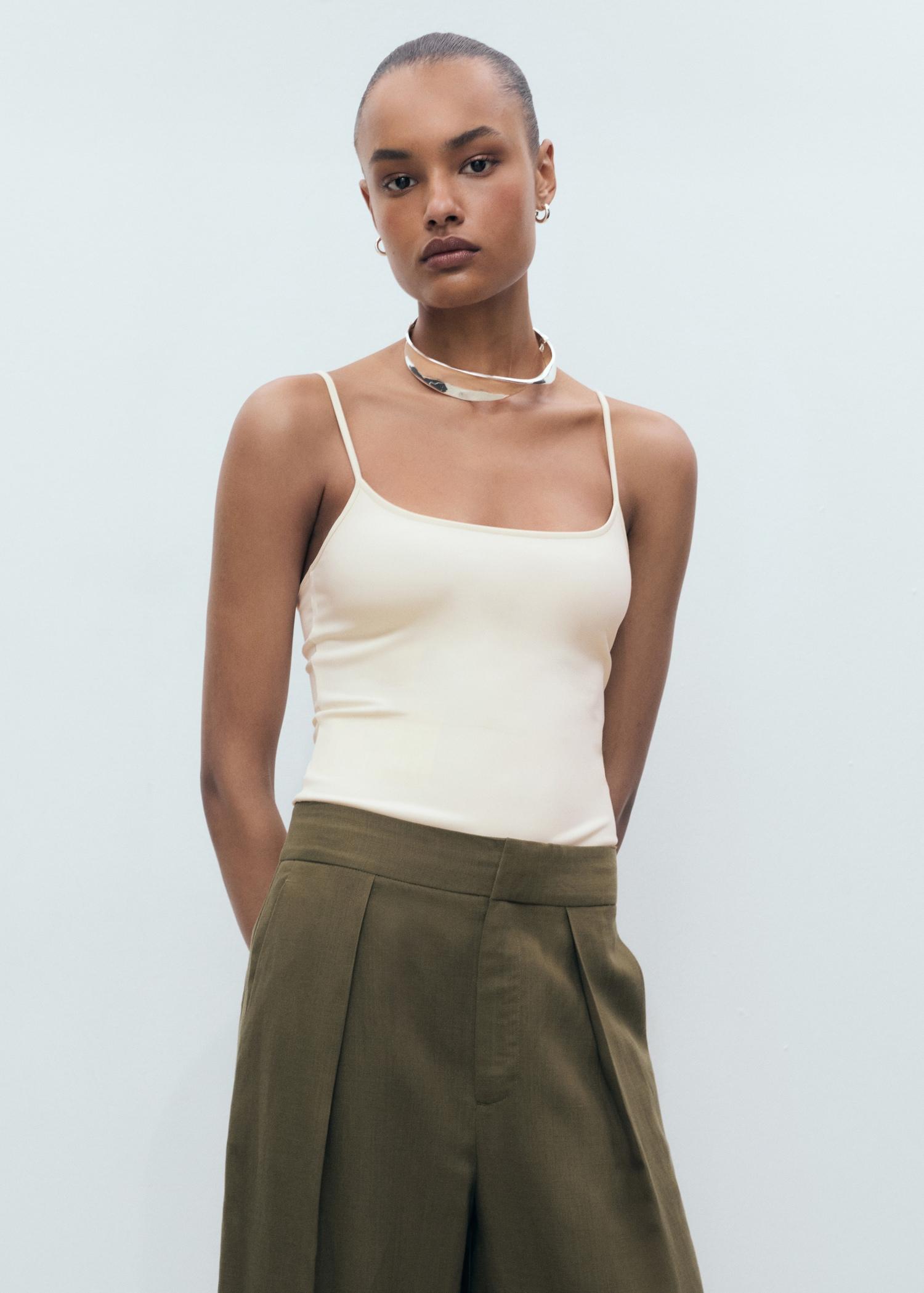 Spaghetti strap top - Women | MANGO USA Product Image