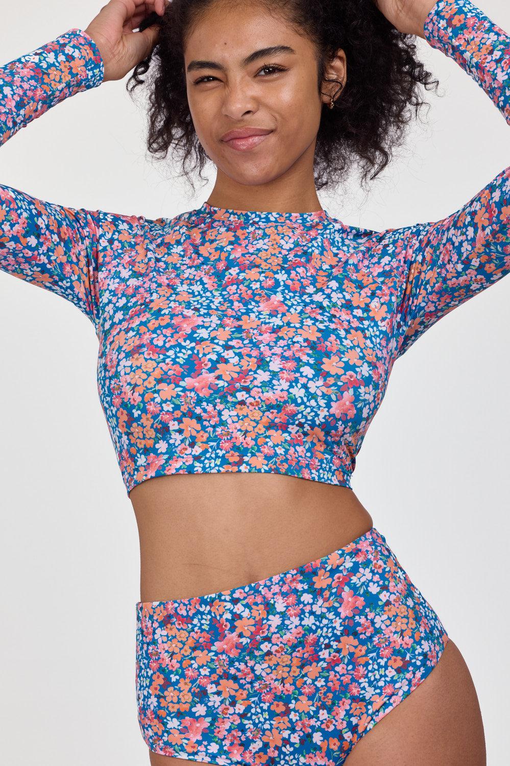 Moana Long Sleeve Cropped Rashguard - Pearla Female Product Image