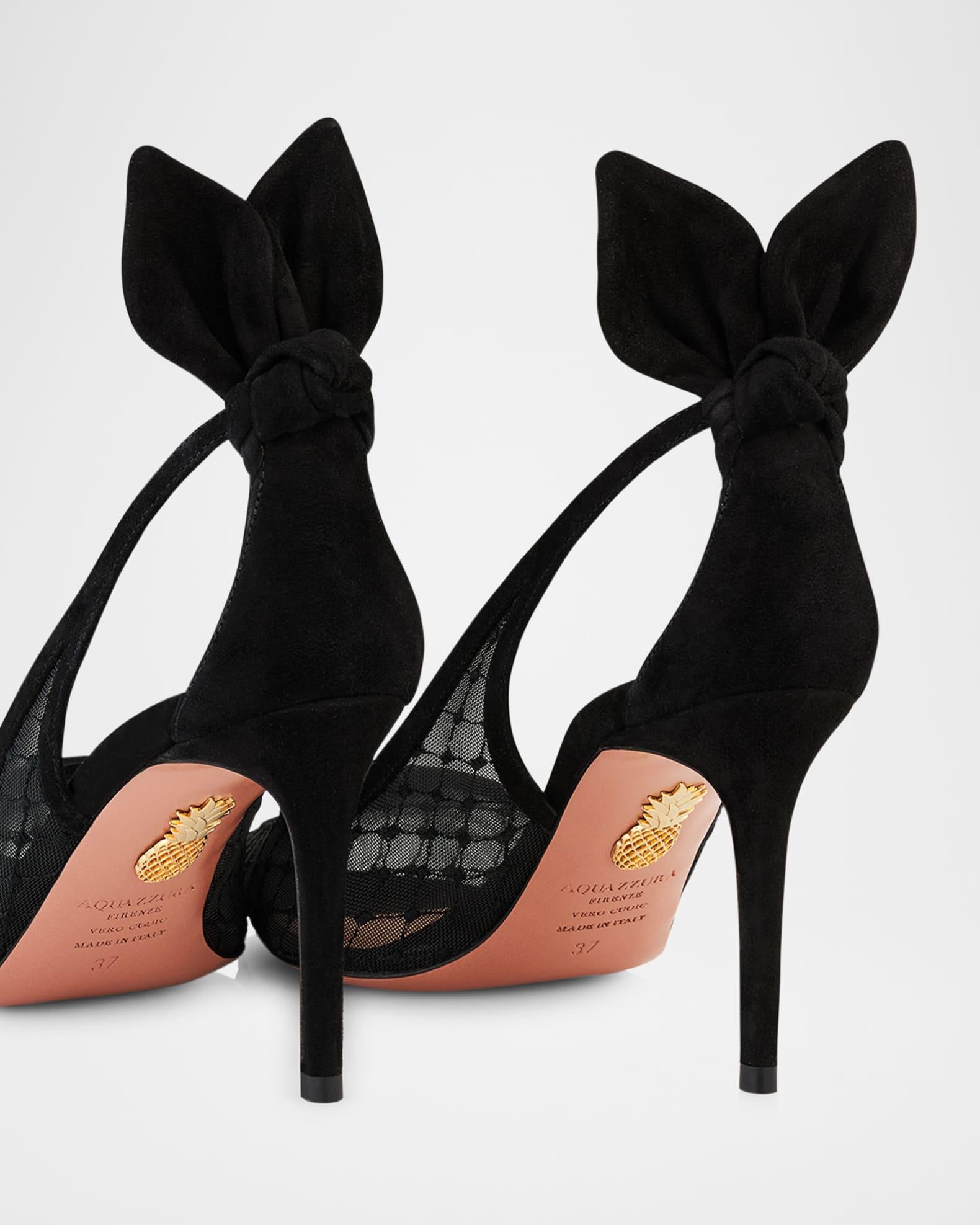 Net Mesh Suede Bow Pumps Product Image