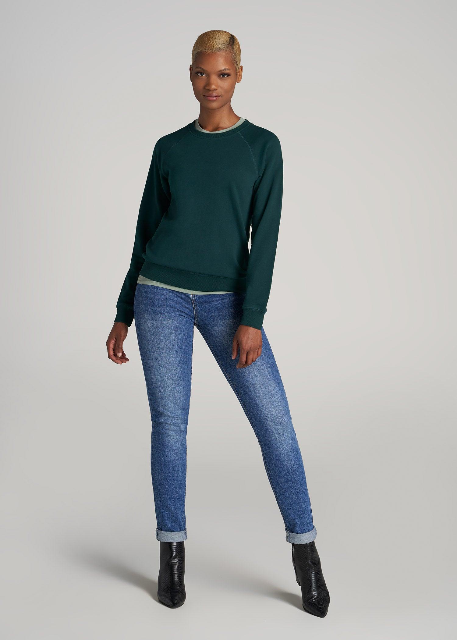 Wearever French Terry Women's Tall Crewneck Sweatshirt in Emerald Female Product Image