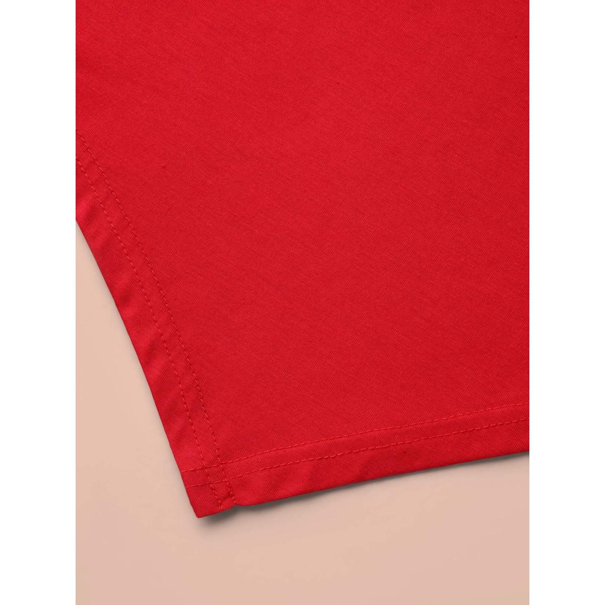 Plus Size Bowknot Crochet Lace Asymmetrical Hem Lounge Dress Women Brightred Lounge Texture V-neck Loungewear BloomChic 26/4X Product Image