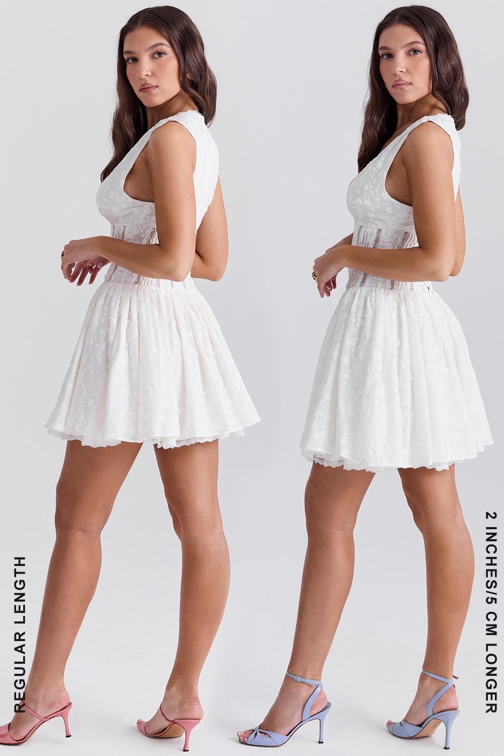 Sarita  white cotton broderie anglais plunge mini dress Product Image
