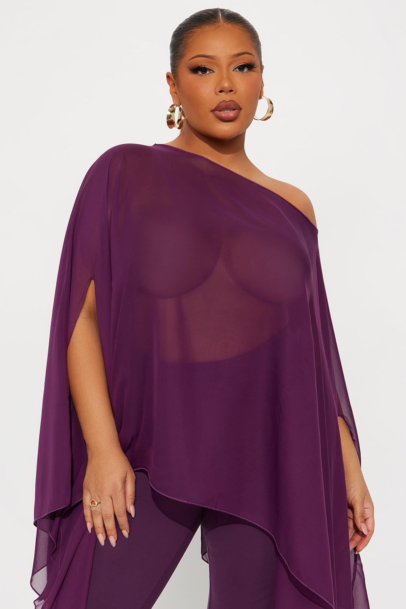 Get In Line Long Chiffon Kimono Top - Plum Female Product Image