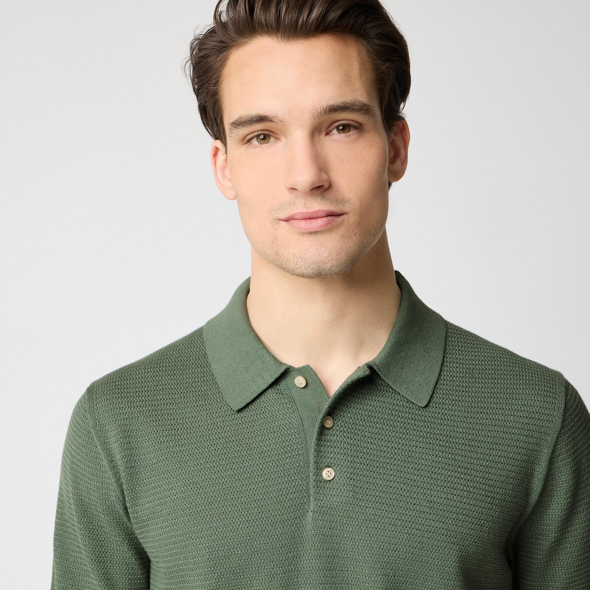 Basketweave cotton sweater-polo Product Image