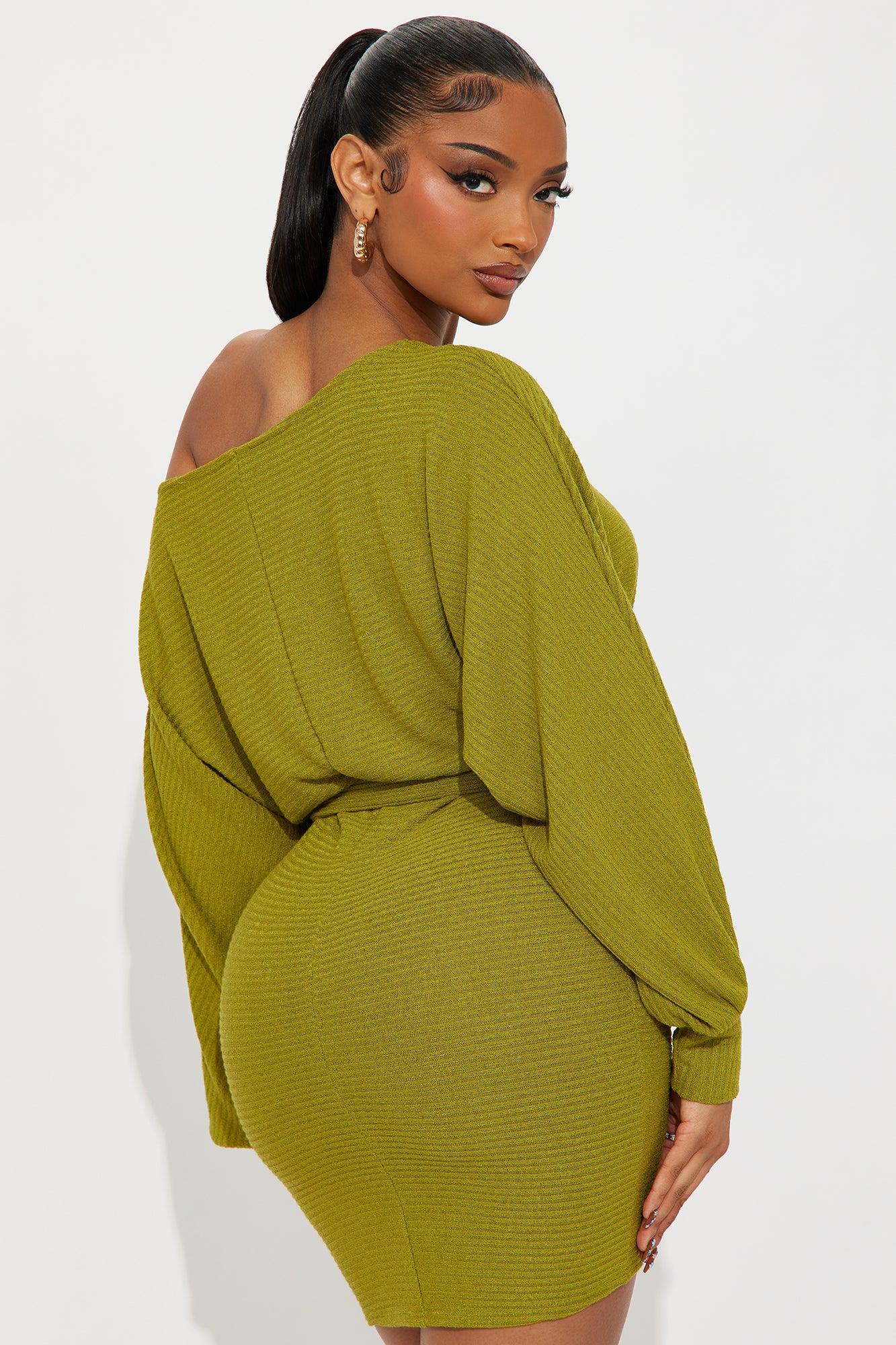 Better Off Long Sleeve Mini Dress - Green Female Product Image
