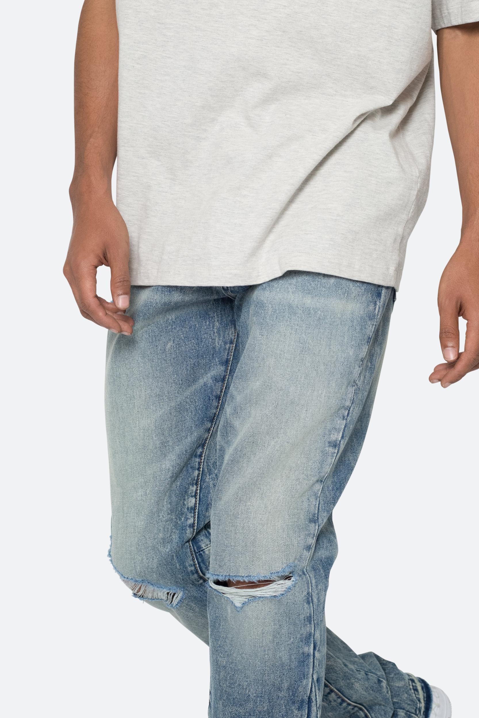 B615 Knee Hole Flare Denim - Blue Product Image