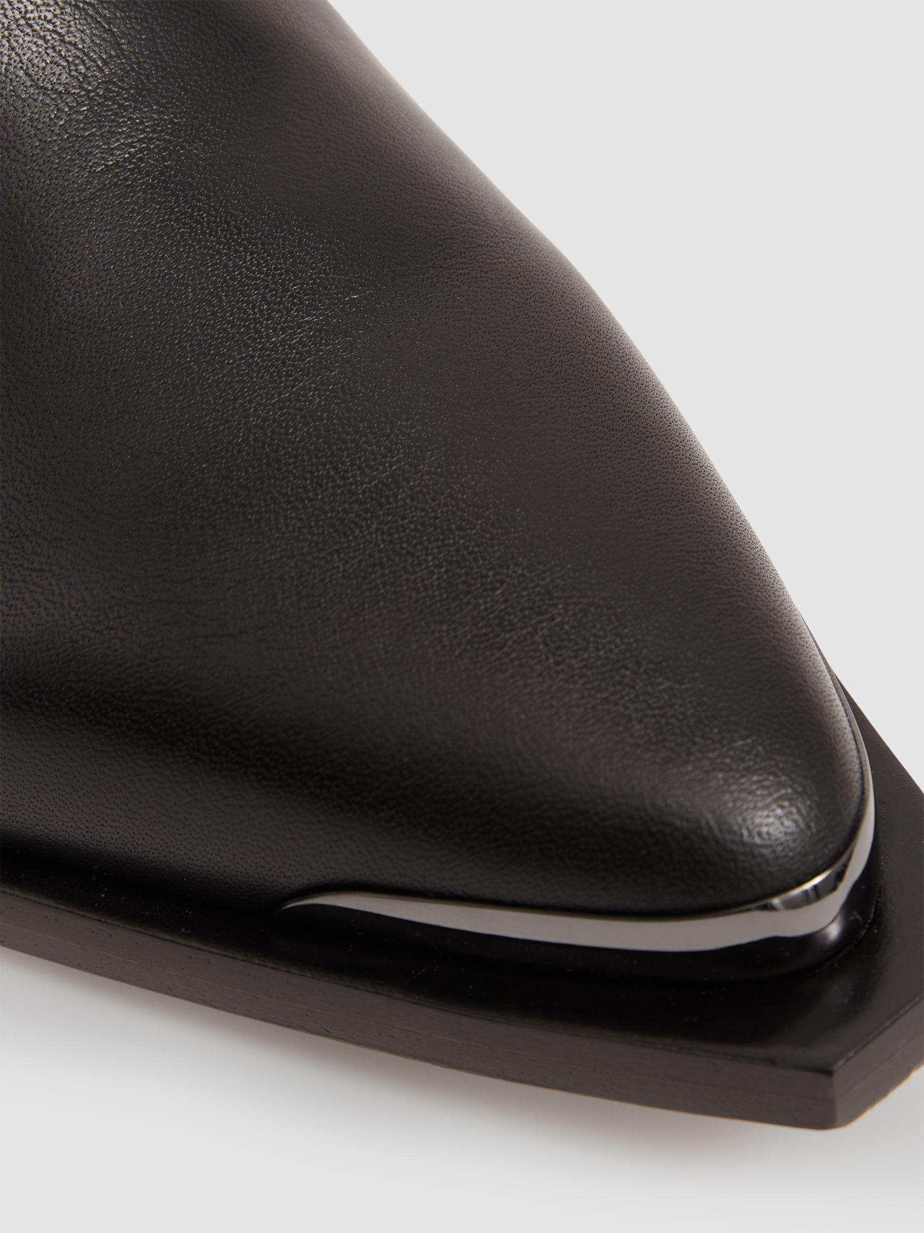 Paige Leather Block-Heel Ankle Boots in Black Product Image