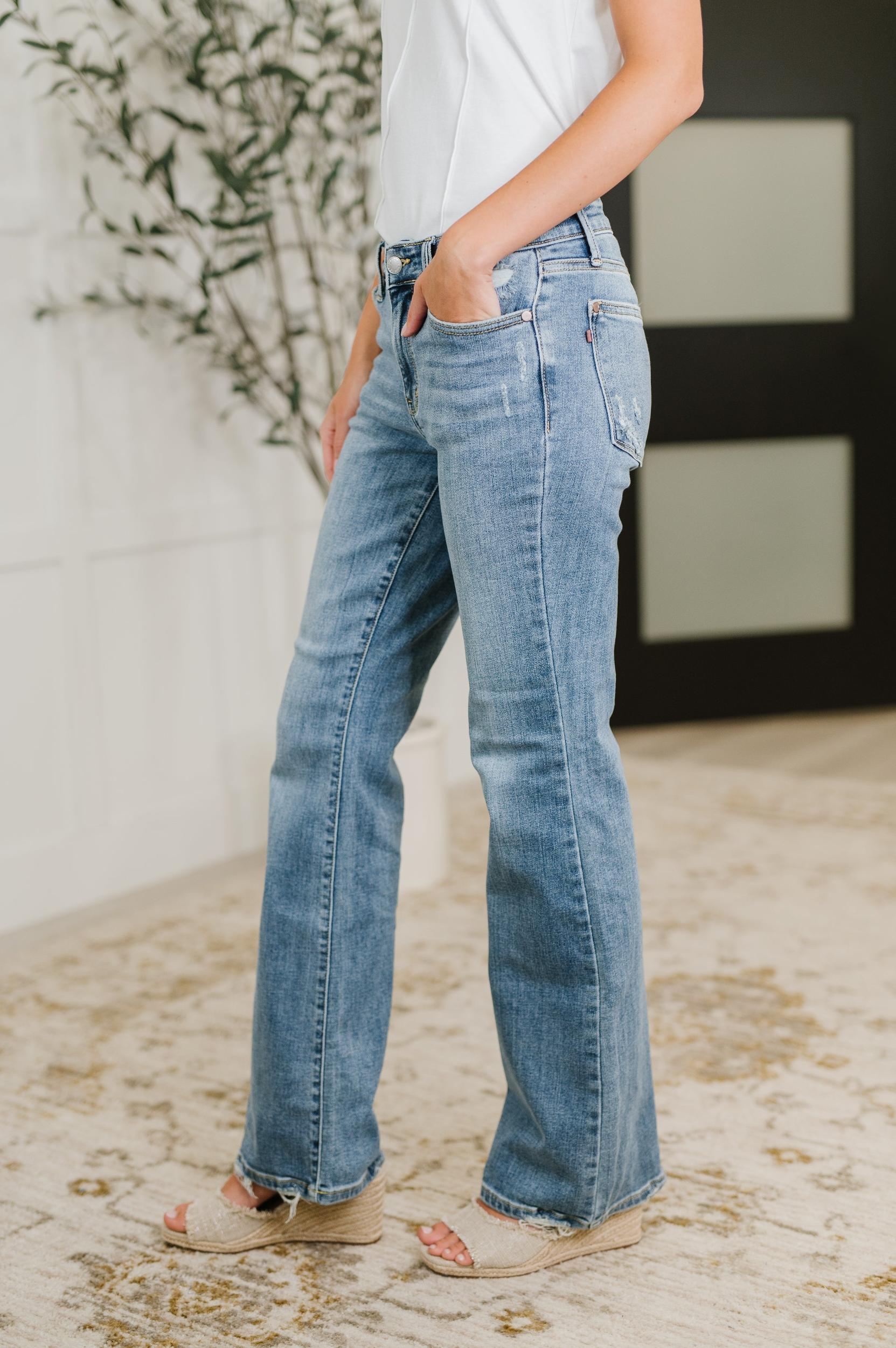 Lorena Mid Rise Vintage Wash Bootcut Jeans Product Image