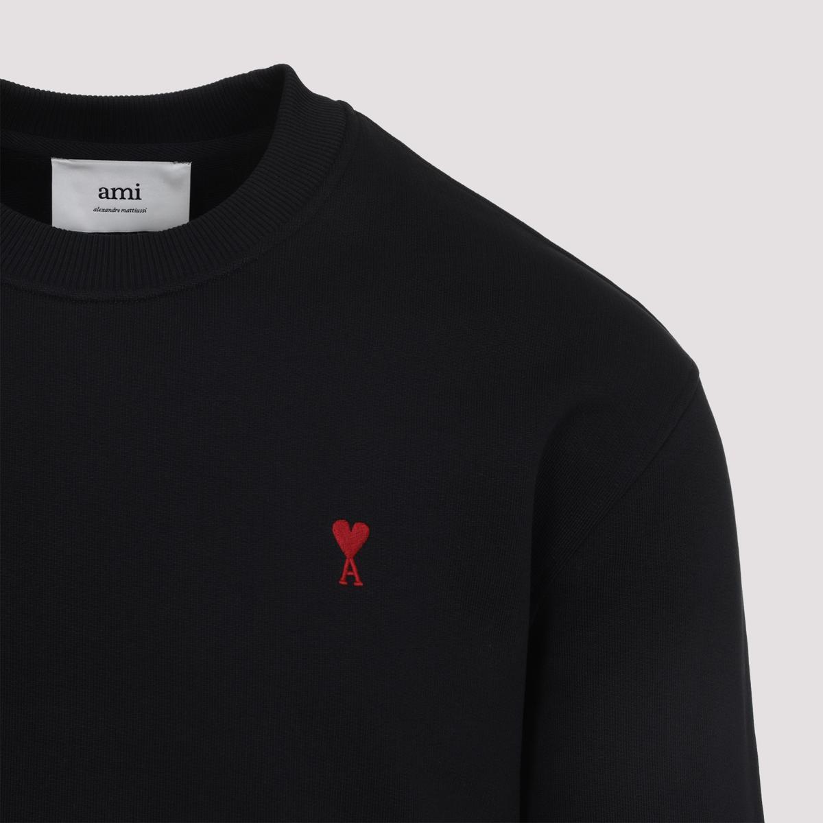 AMI ALEXANDRE MATTIUSSI Ami Classic Black Sweater With Round Neckline And Emblem Detail Product Image
