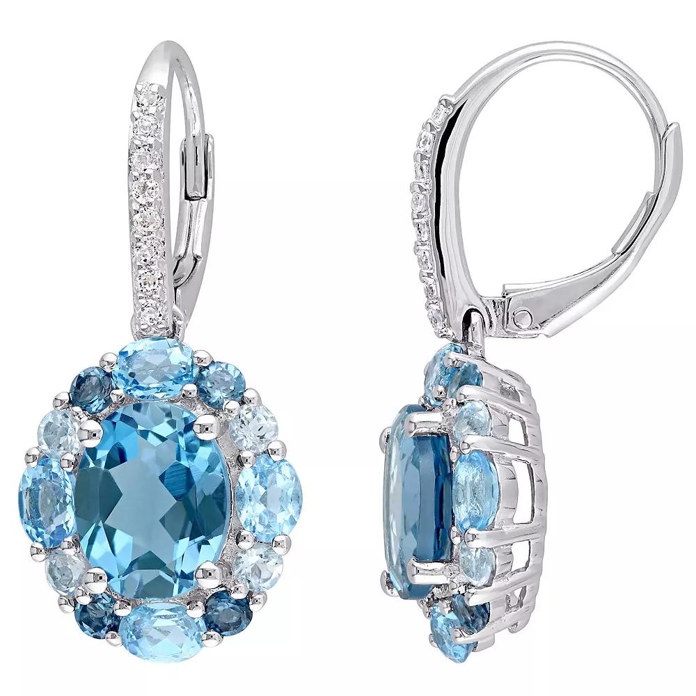 Stella Grace Sterling Silver London, Swiss, Sky Blue & White Topaz Drop Earrings, Women's Product Image