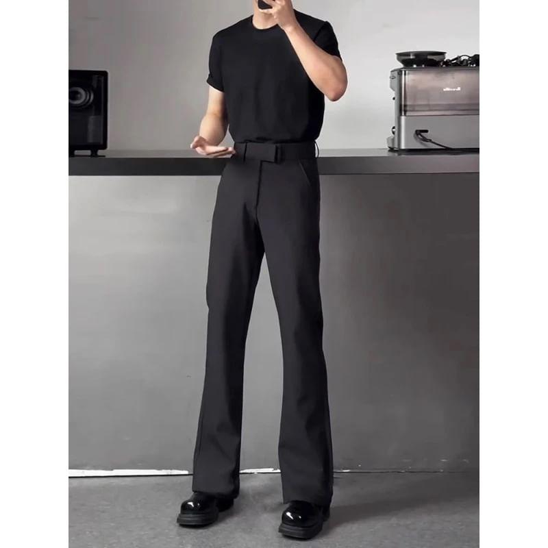 Mid Rise Plain Flared Dress Pants Product Image