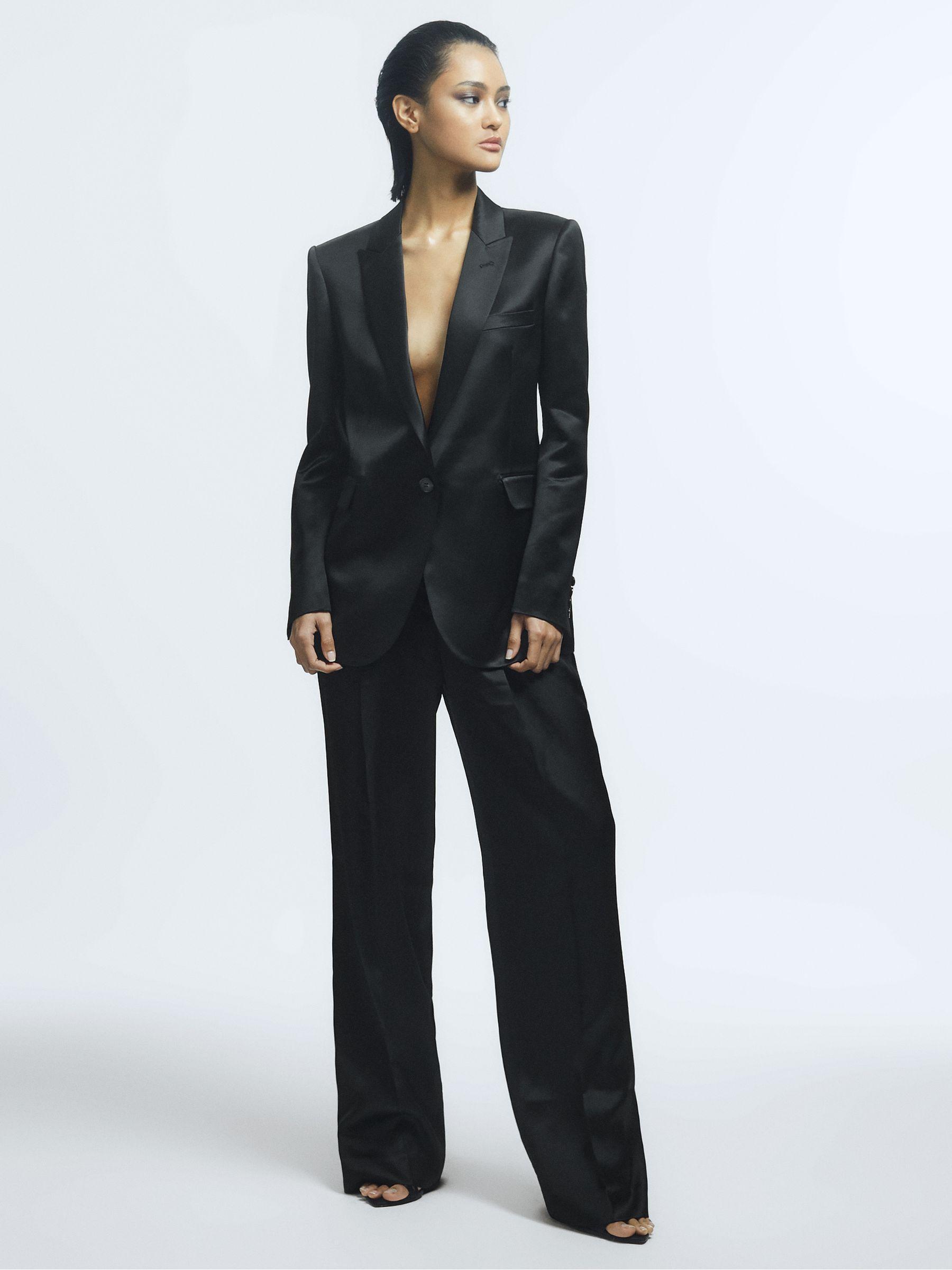 Satin Single Breasted Blazer in Black Product Image