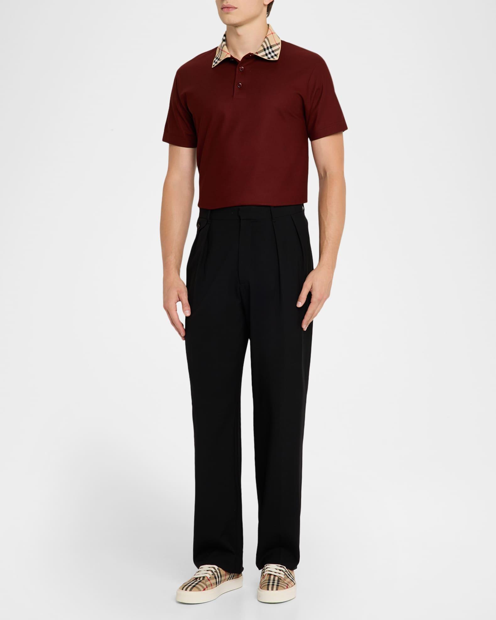 Men's Cotton Check-Collar Polo Shirt Product Image