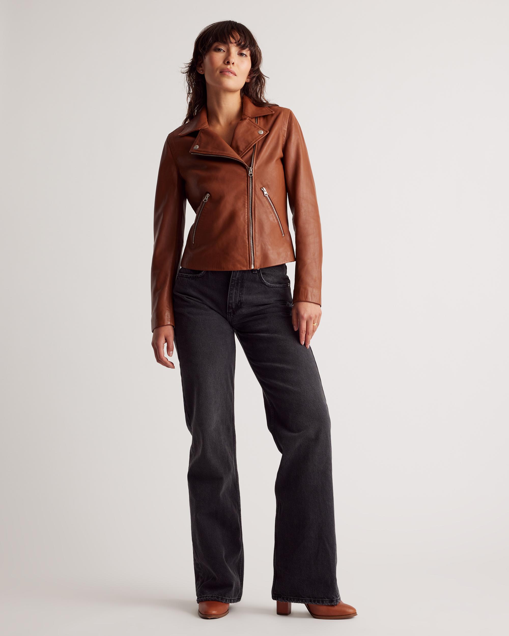 Quince | Women's 100% Washed Leather Biker Jacket Size XL Product Image
