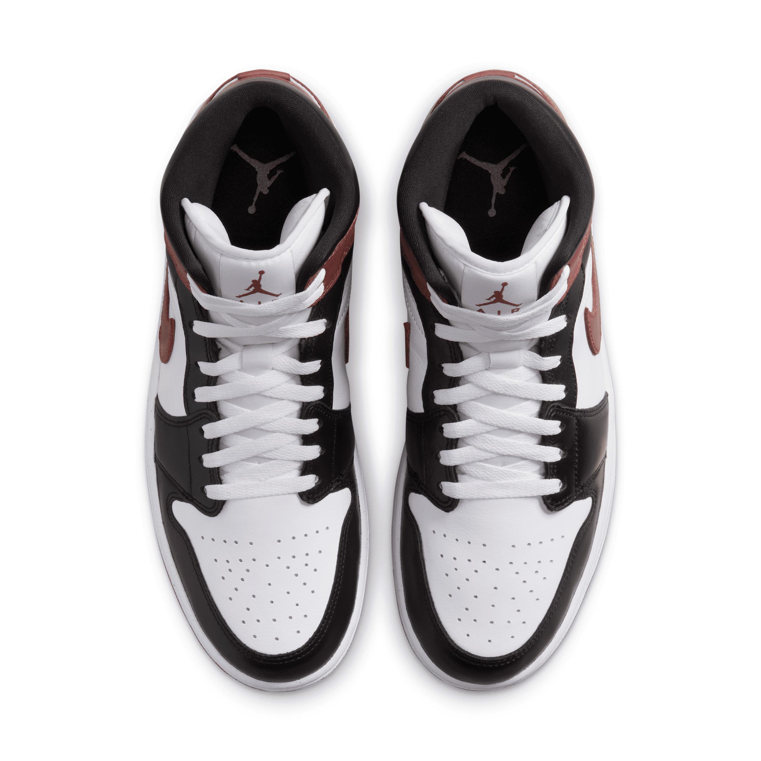 Jordan Mens Jordan Air Jordan 1 Mid SE - Mens Shoes White/Black/Dark Pony Product Image