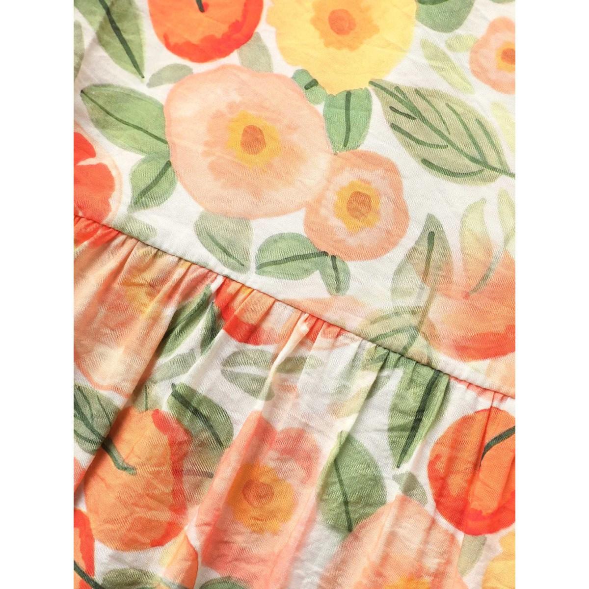 Plus Size Salmon Fruit Print Curved Hem Batwing Sleeve Blouse Women Leisure Cap Sleeve Round Neck Casual Blouses BloomChic 10/M Product Image