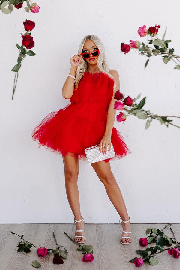 Frill Deal Tulle Mini Dress In Red Product Image