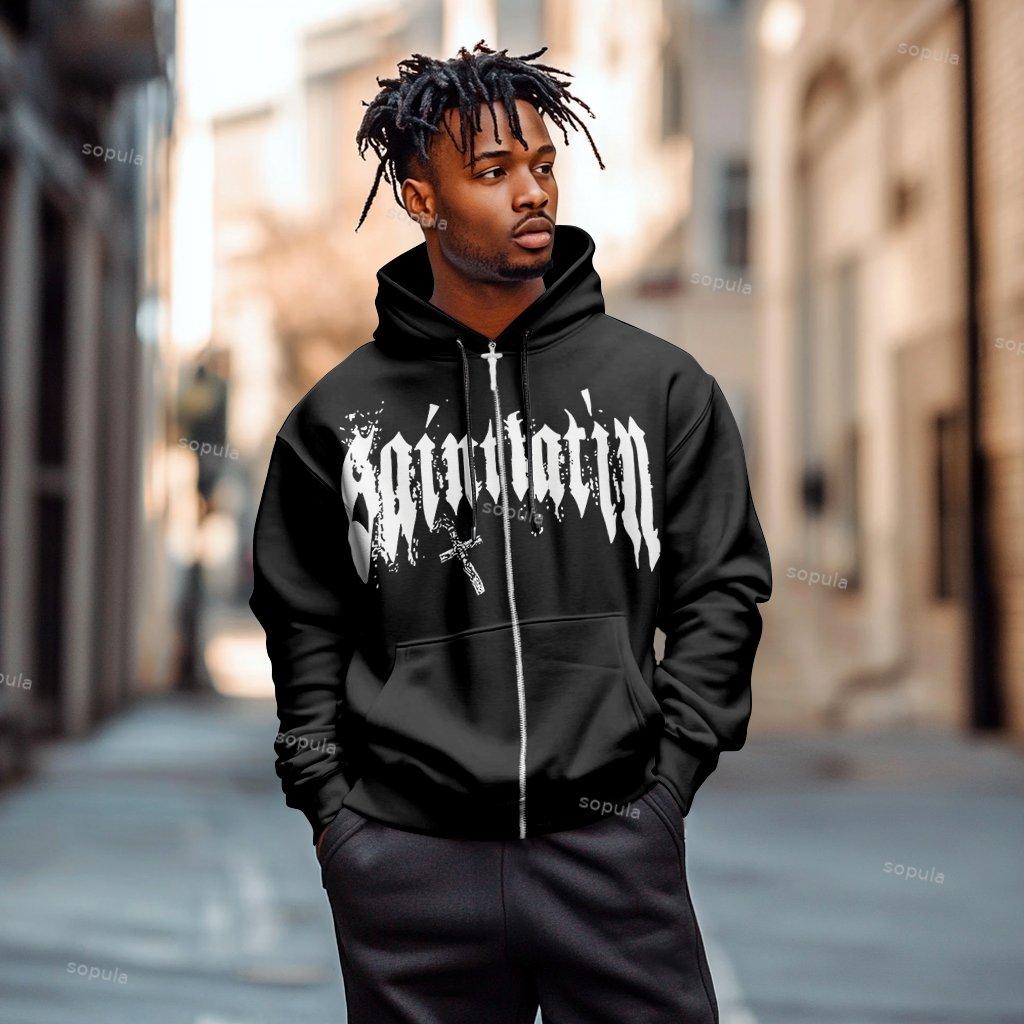 Sopula Vintage Peace Heaven Print Hoodie Product Image