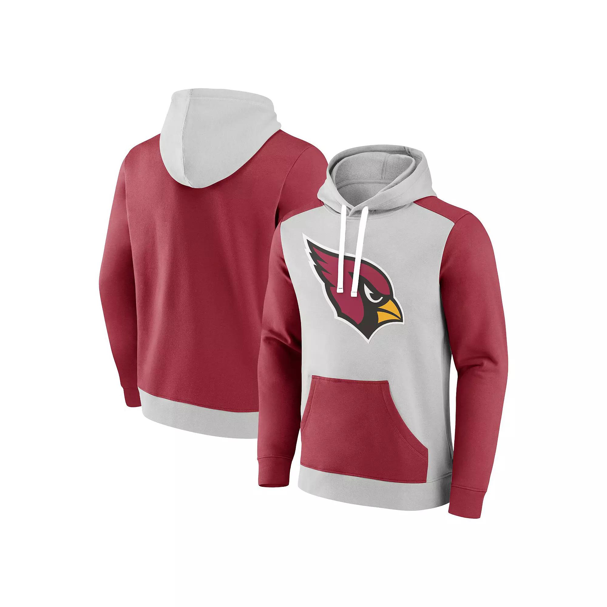Men's Fanatics Branded Silver/Cardinal Arizona Cardinals Big & Tall Team Fleece Pullover Hoodie,  Product Image