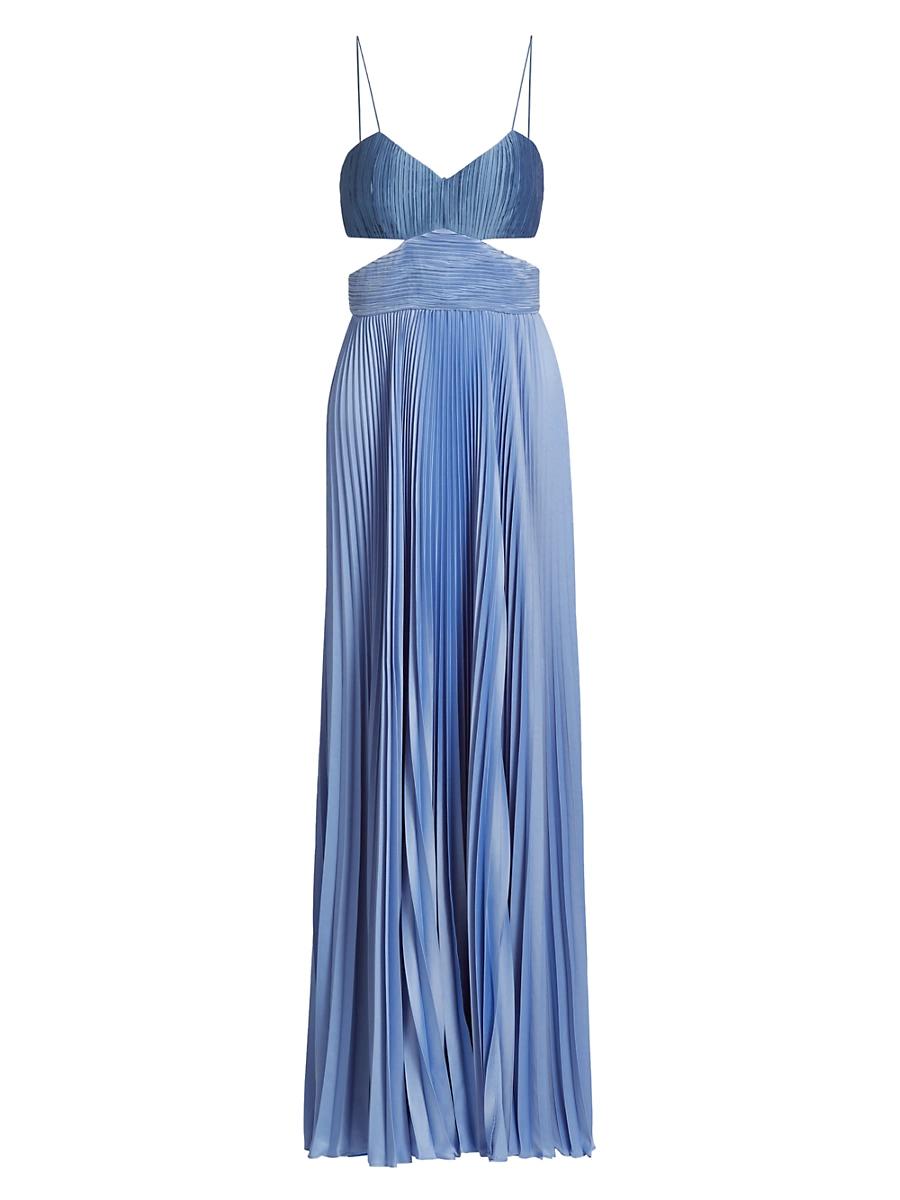 Womens Elodie Satin Colorblock Pleated Gown Product Image