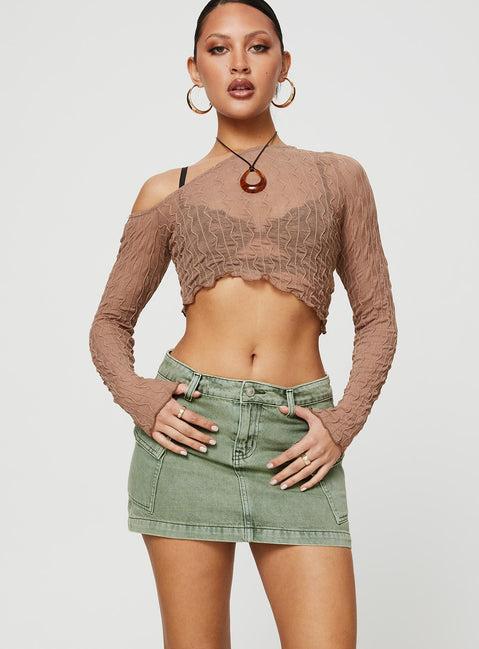 Zakai Cargo Denim Mini Skirt Green Product Image