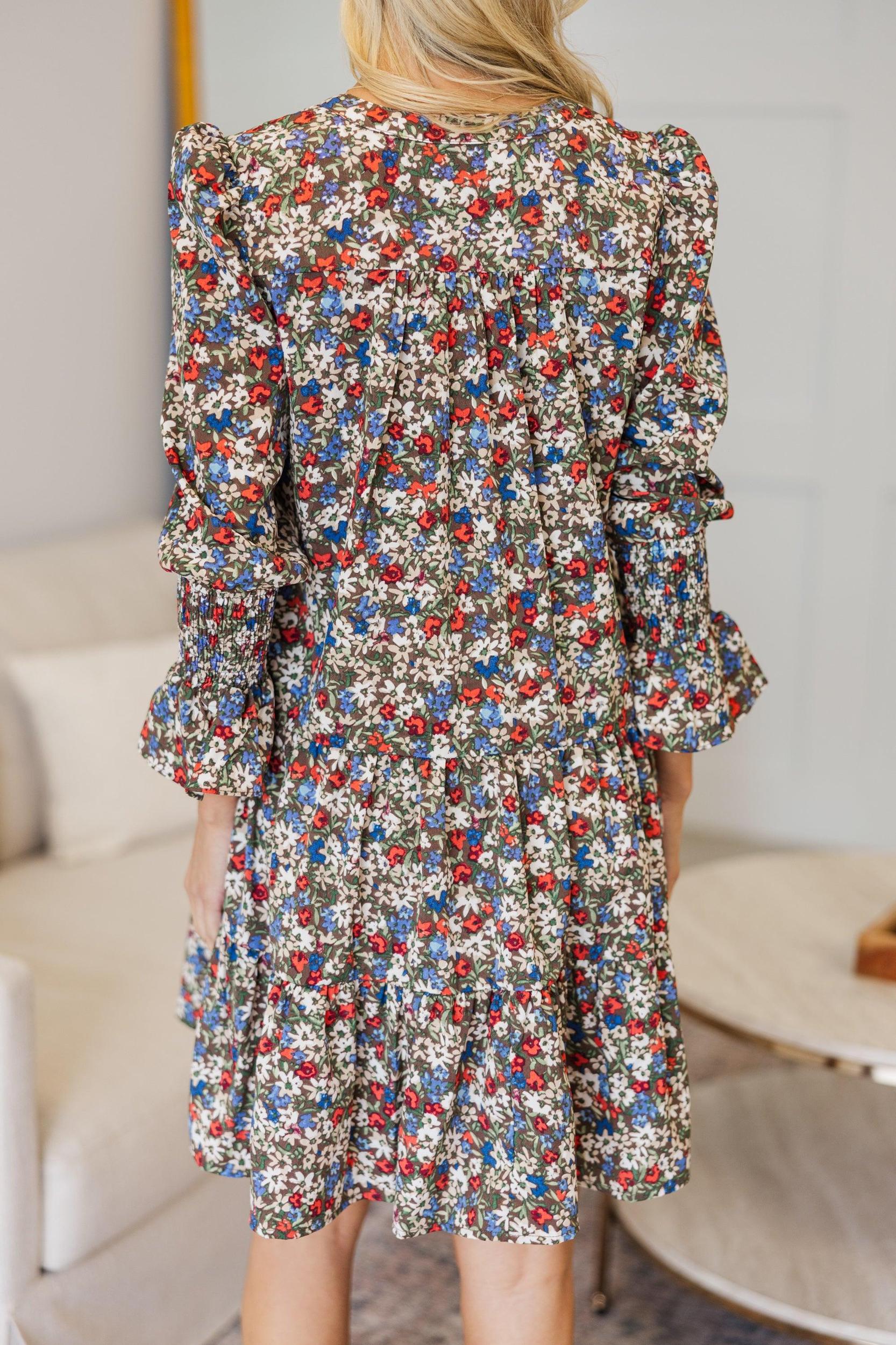 NURSING COLLECTION: In Your Happy Place Rust Ditsy Floral Dress Female Product Image