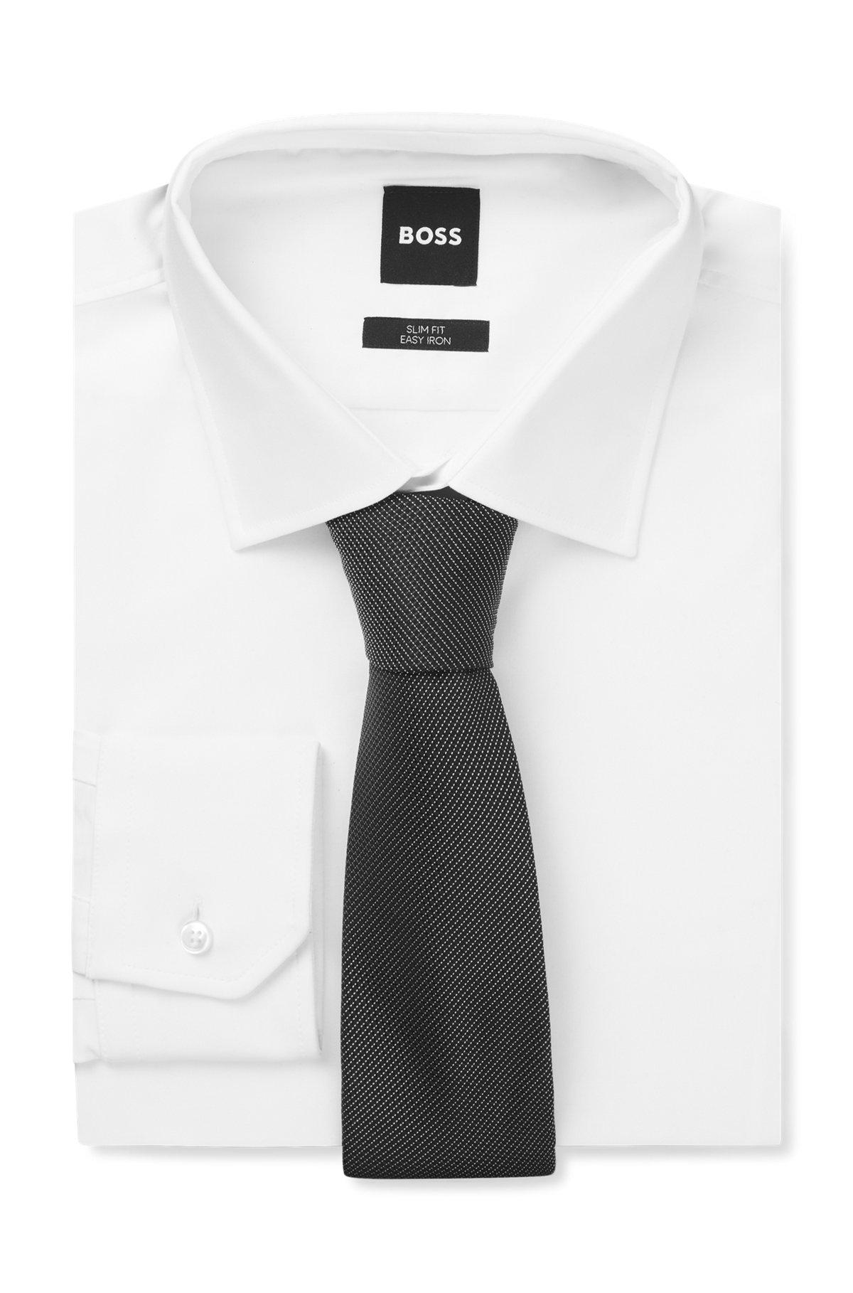 BOSS - Silk-blend tie in micro-pattern jacquard - Black Product Image