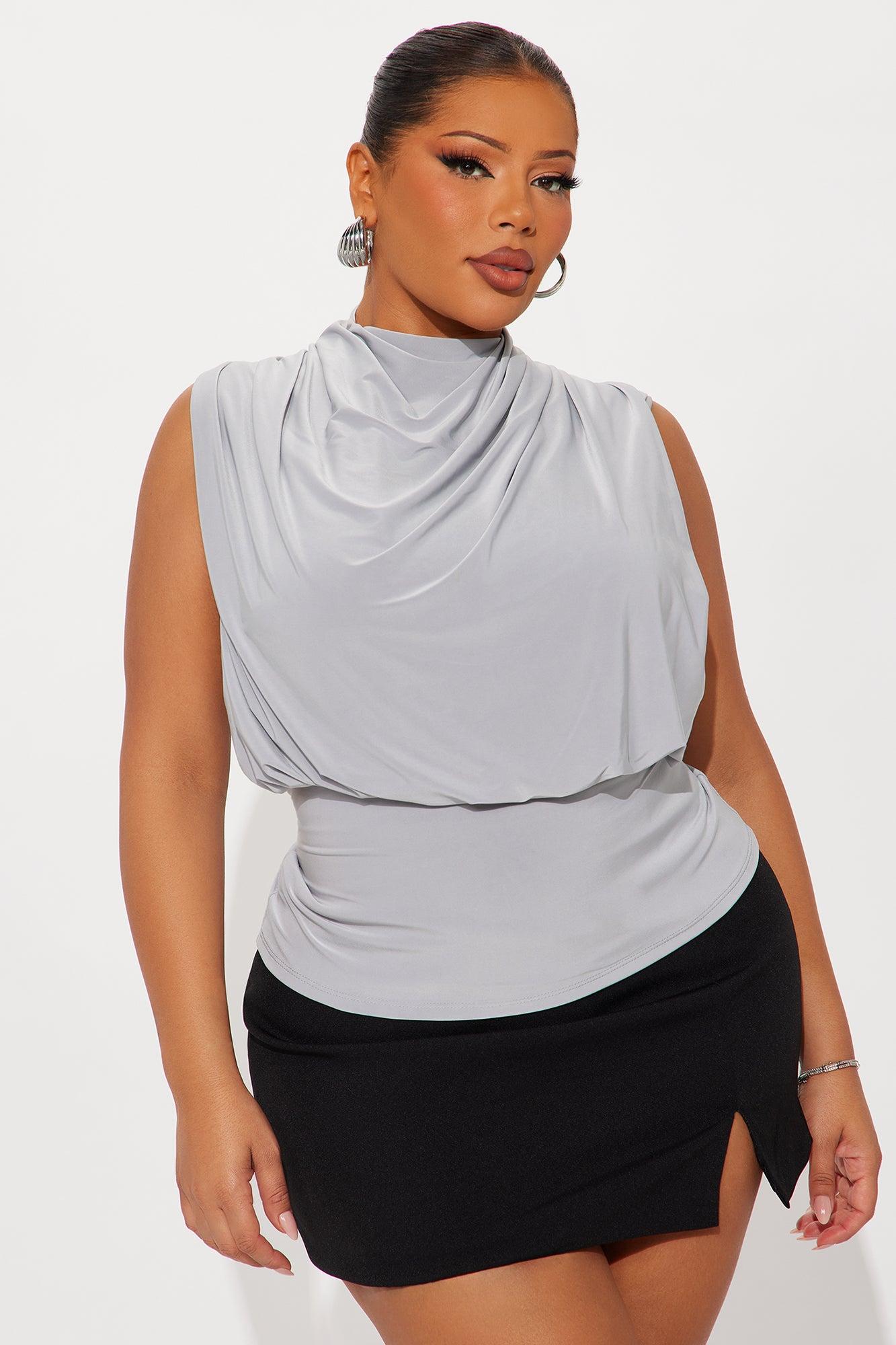Justa High Neck Ruched Top - Stone Female Product Image