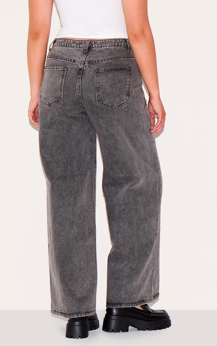 Shape Light Grey Foldover Waist Wide Leg Jeans Product Image