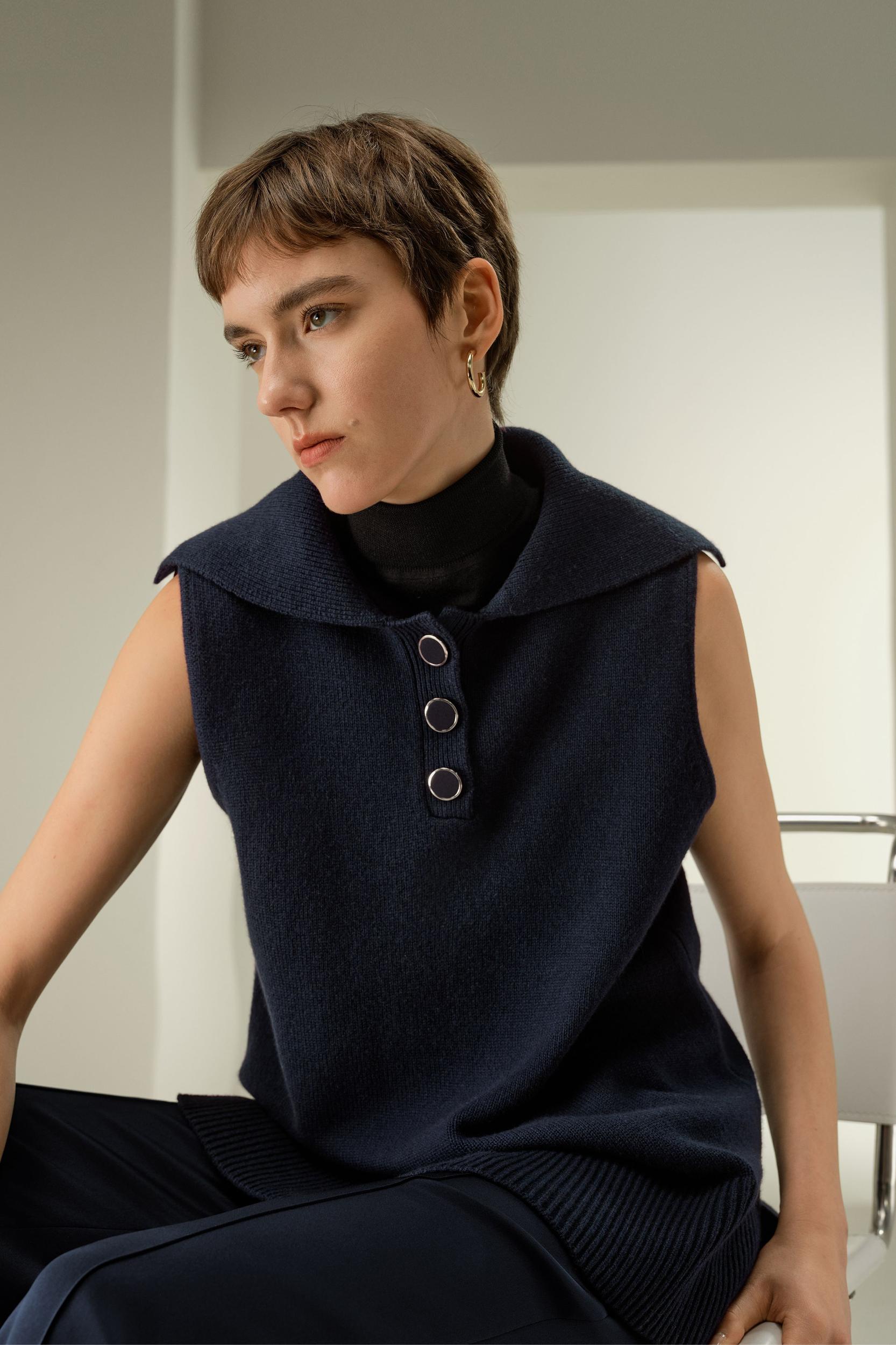 Vintage-Inspired Sailor Collar Top Product Image