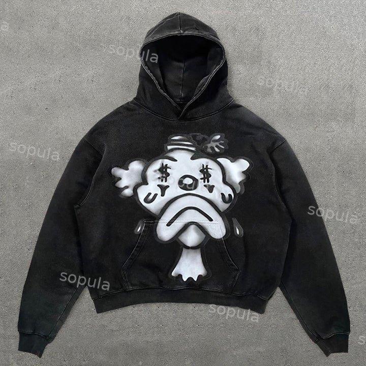 Sopula Vingate Portrait Phantom Graphic Acid Washed Oversized Hoodie Product Image