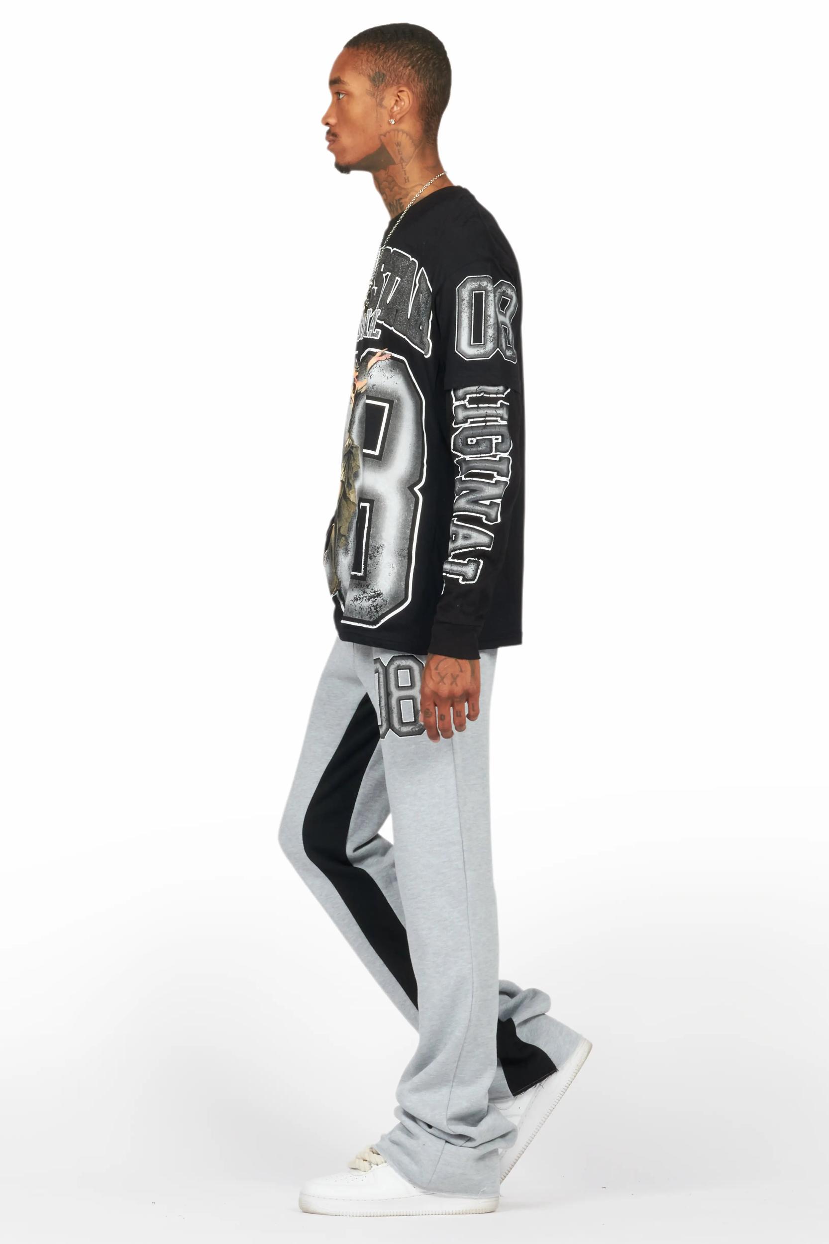 Fields Black/Grey Double Layer T-Shirt/Baggy Pant Set Male Product Image