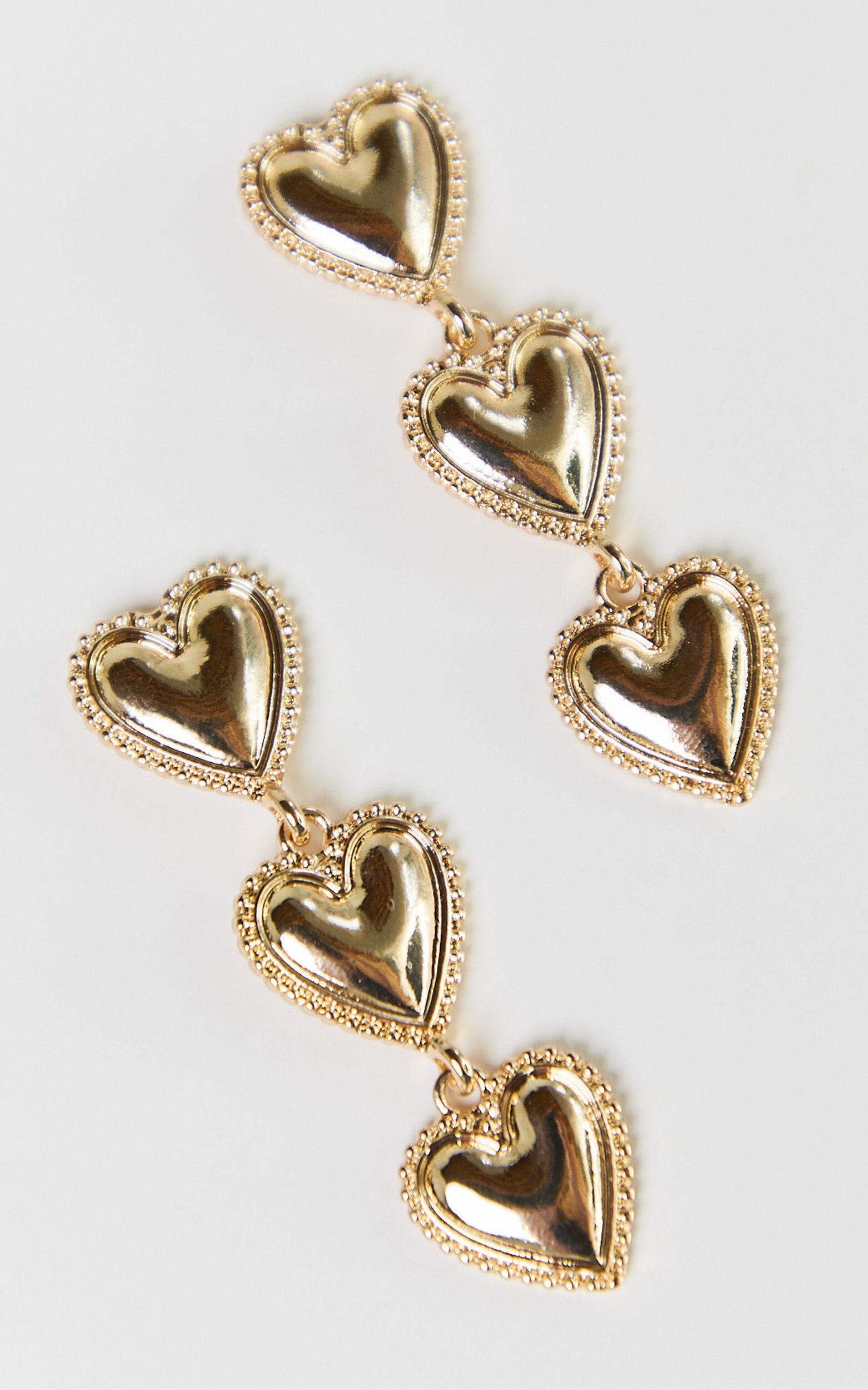Kendra Earrings - Heart Drop Earrings in Gold Product Image