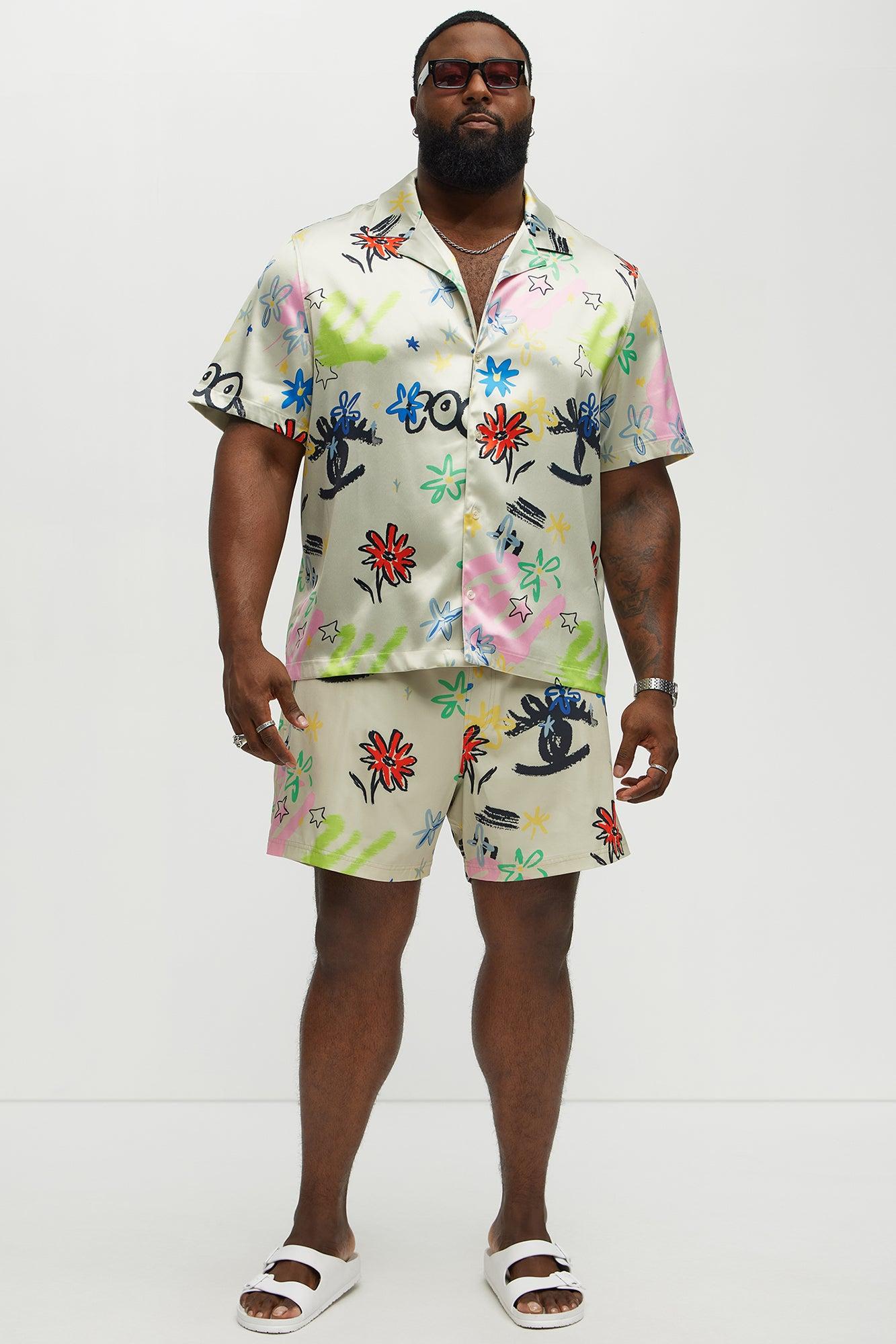 Graffiti Bloom Swim Mid Trunk - Multi Color Product Image