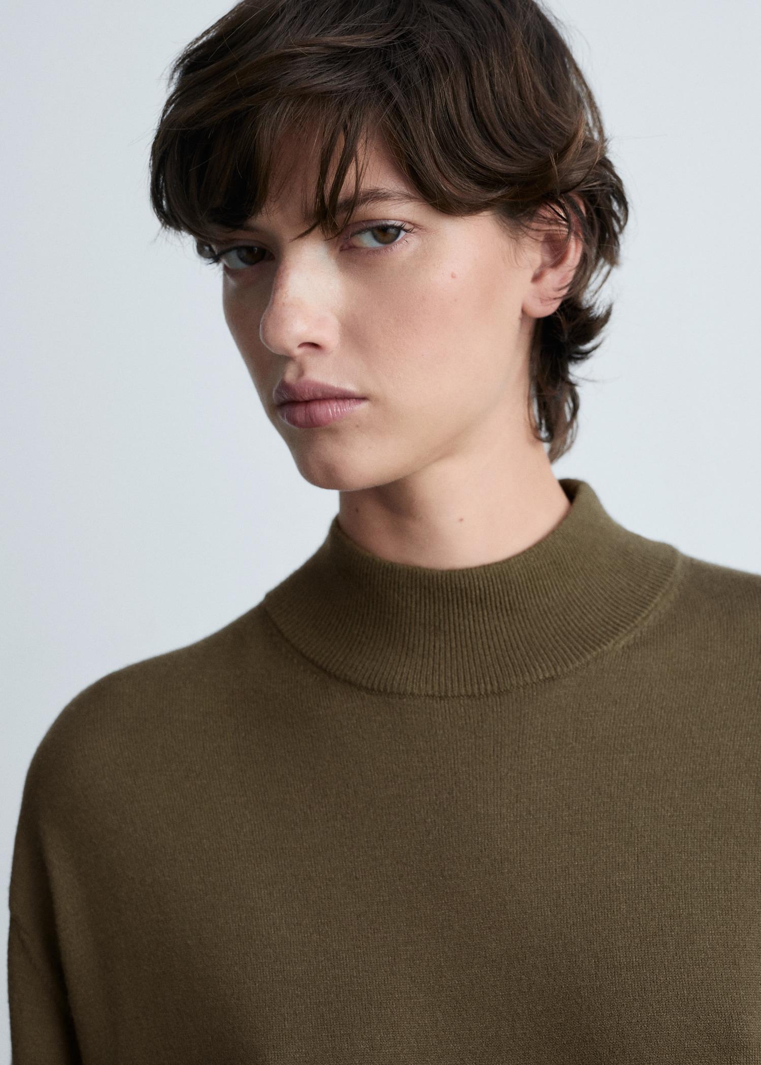 Perkins-neck knitted dress - Women | MANGO USA Product Image