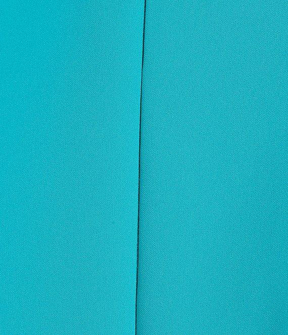 Caroline Rose Plus Size Julia Matte Crepe Round Neck 3/4 Ruffle Sleeve Shift Dress Product Image