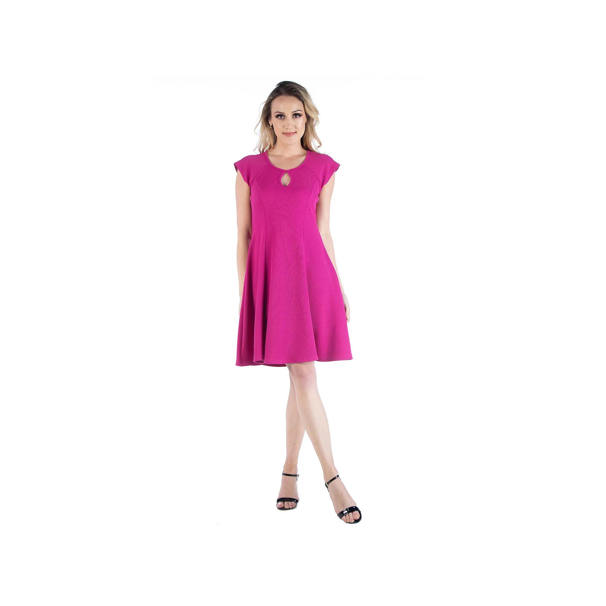 Women's 24seven Comfort Apparel Scoopneck Keyhole A-Line Dress,  Product Image
